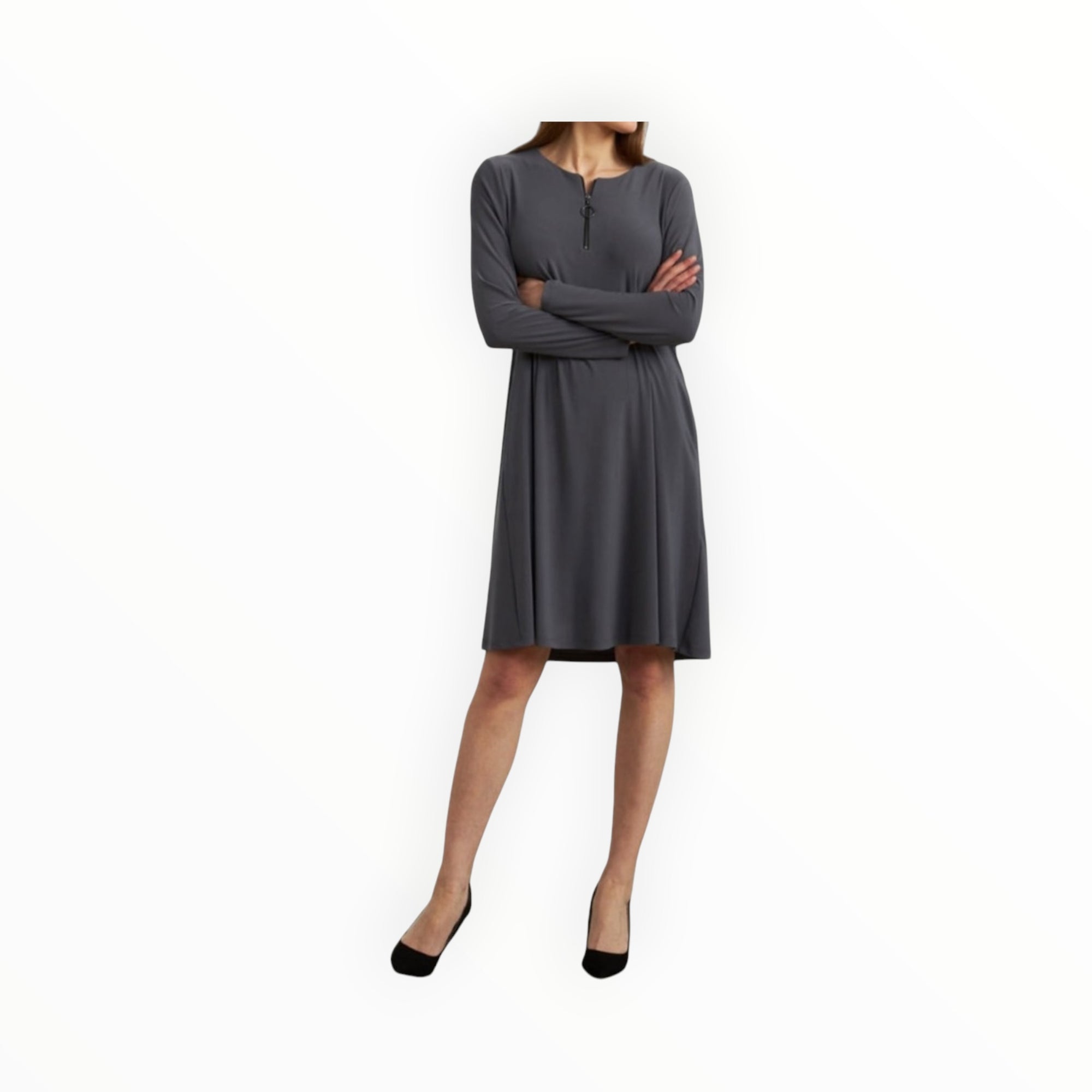 Joseph Ribkoff 3/4 Sleeve A-line Dress - Gray