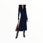 Stateside Fine Rib Ruched Buttoned Dress - Navy