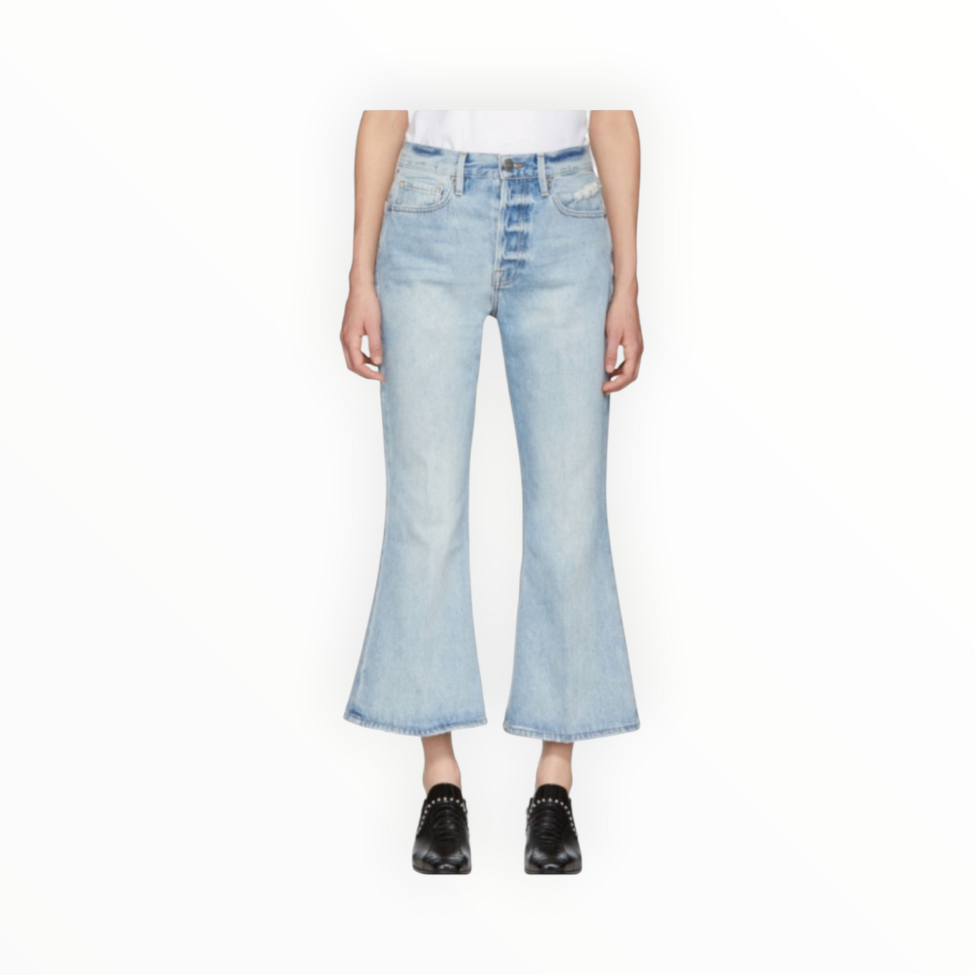 Frame Blue Rigid Re-Release Le Crop Flare Jeans