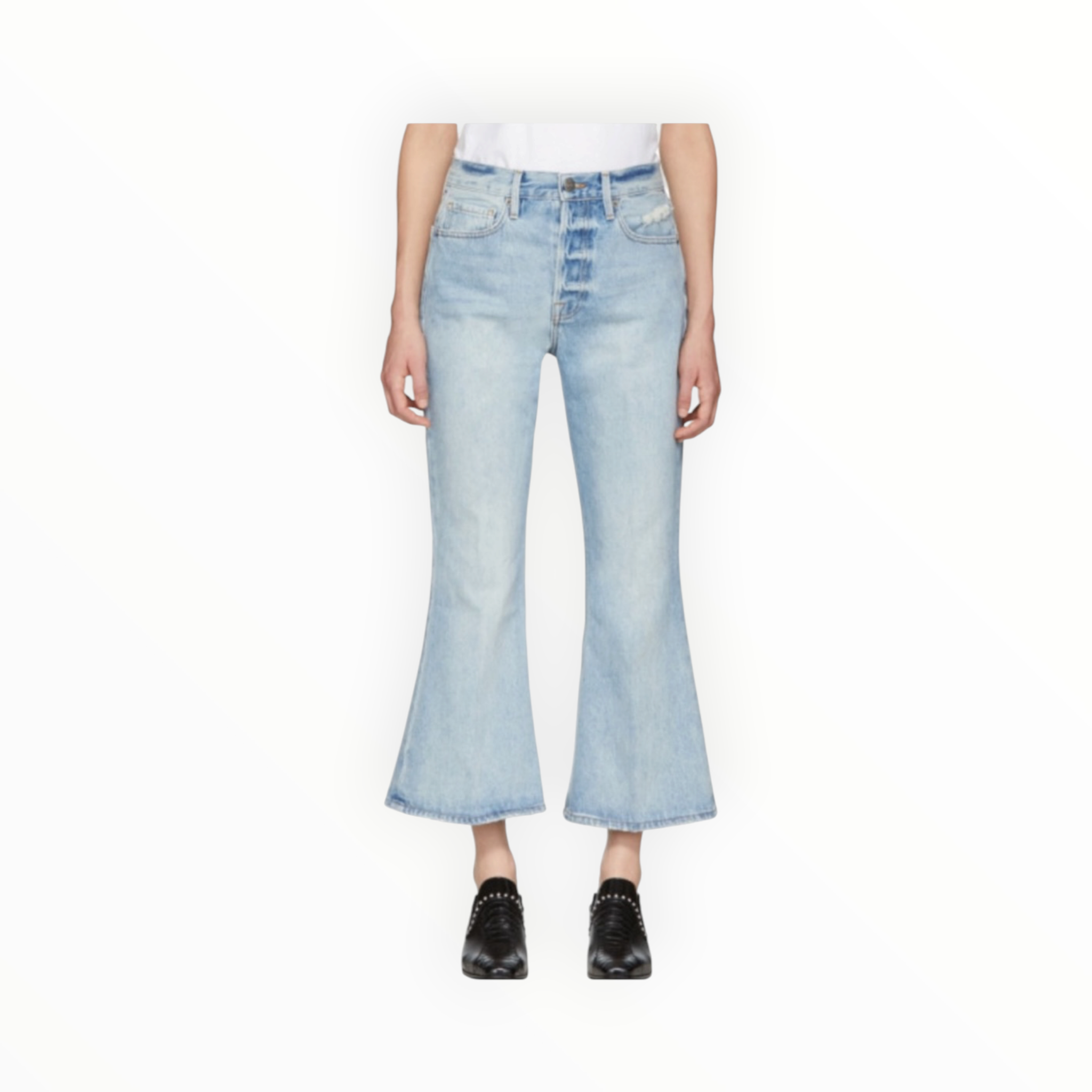 Frame Blue Rigid Re-Release Le Crop Flare Jeans