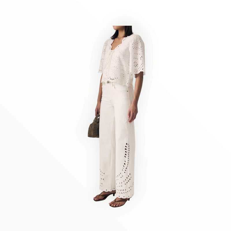 LE JEAN Column Eyelet Jean - White