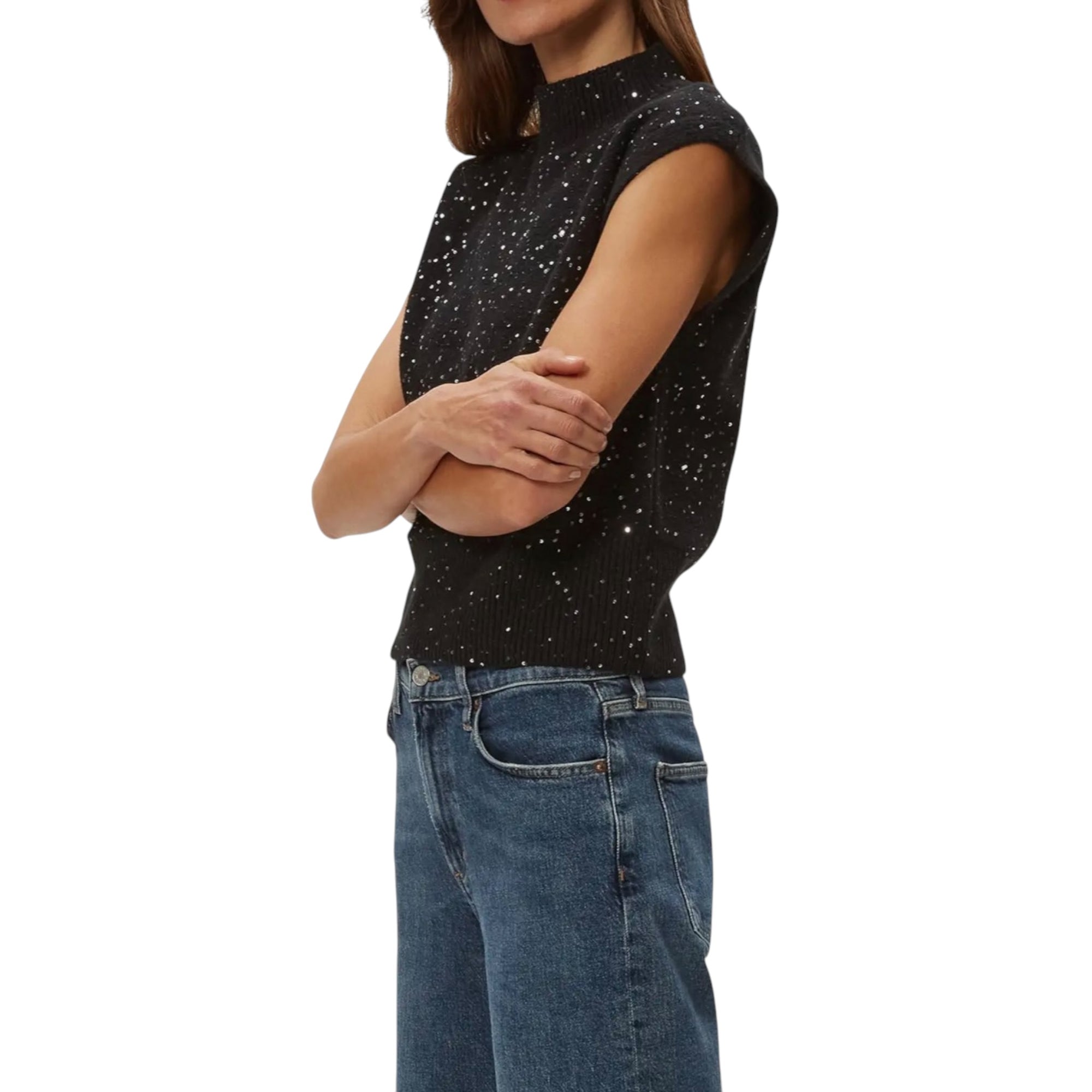 Michael Stars Raina Mock Neck Sweater - Black