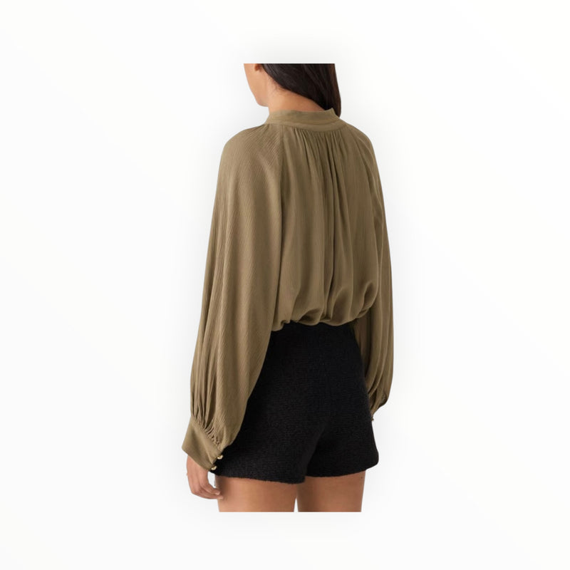 ba&sh Neil Long Sleeve Blouse - Khaki