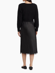 dh New York Mis Pieced Layered Midi Dress - Black