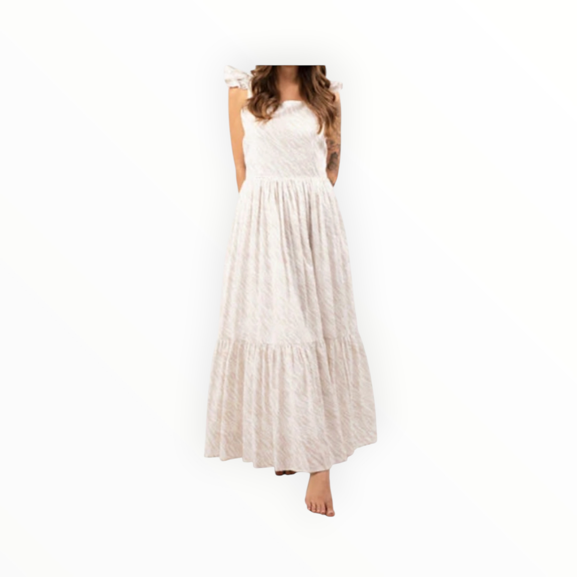 Worthy Threads Ruffle Sleeve Dress - Light Zebra
