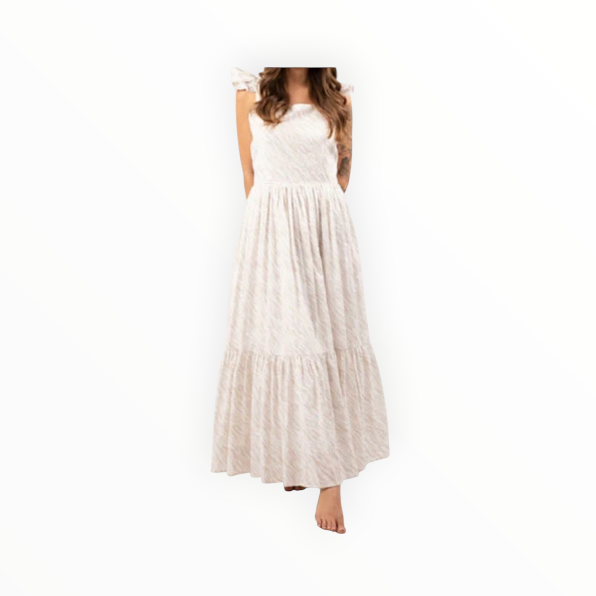 Worthy Threads Ruffle Sleeve Dress - Light Zebra