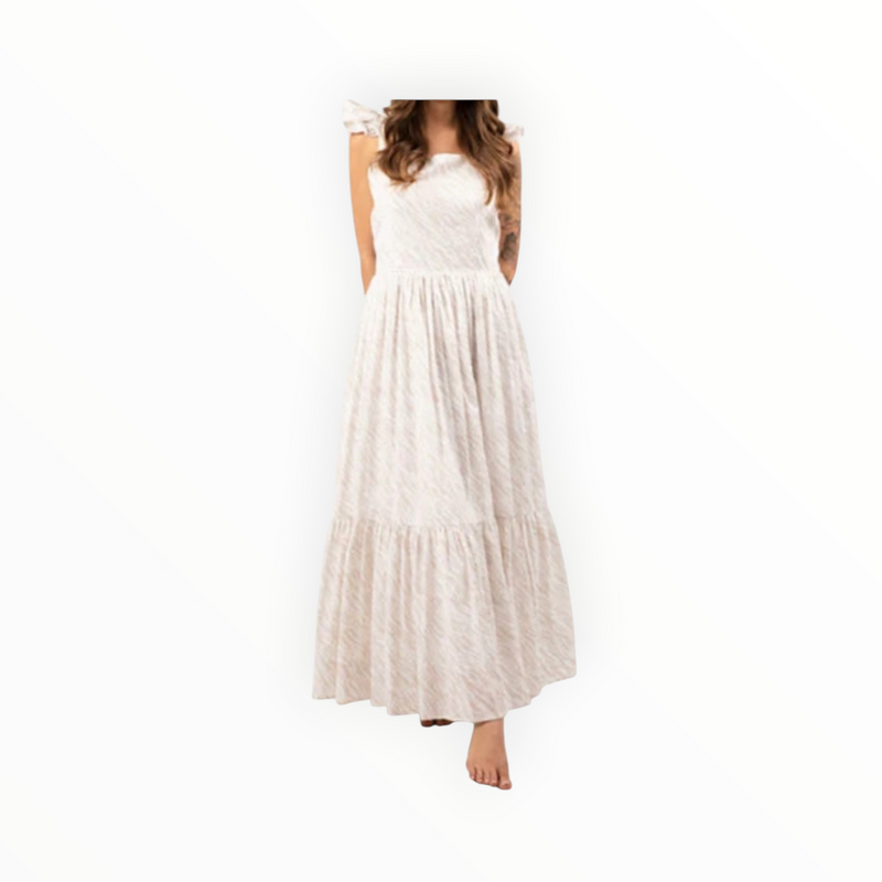 Worthy Threads Ruffle Sleeve Dress - Light Zebra