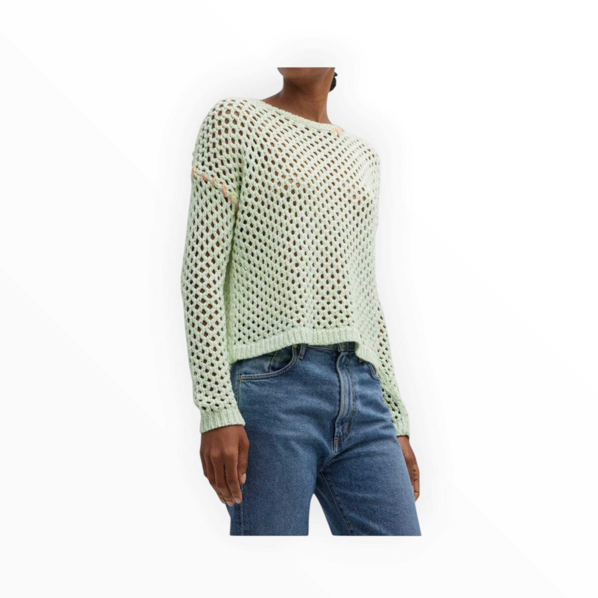 Lisa Todd Twister Open Stitch Crewneck Sweater - Sour Apple