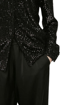 Amanda Maria Sequin Button Down - Black