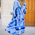 Sail to Sable Swirl Print Long Sleeve Tunic Flare Dress