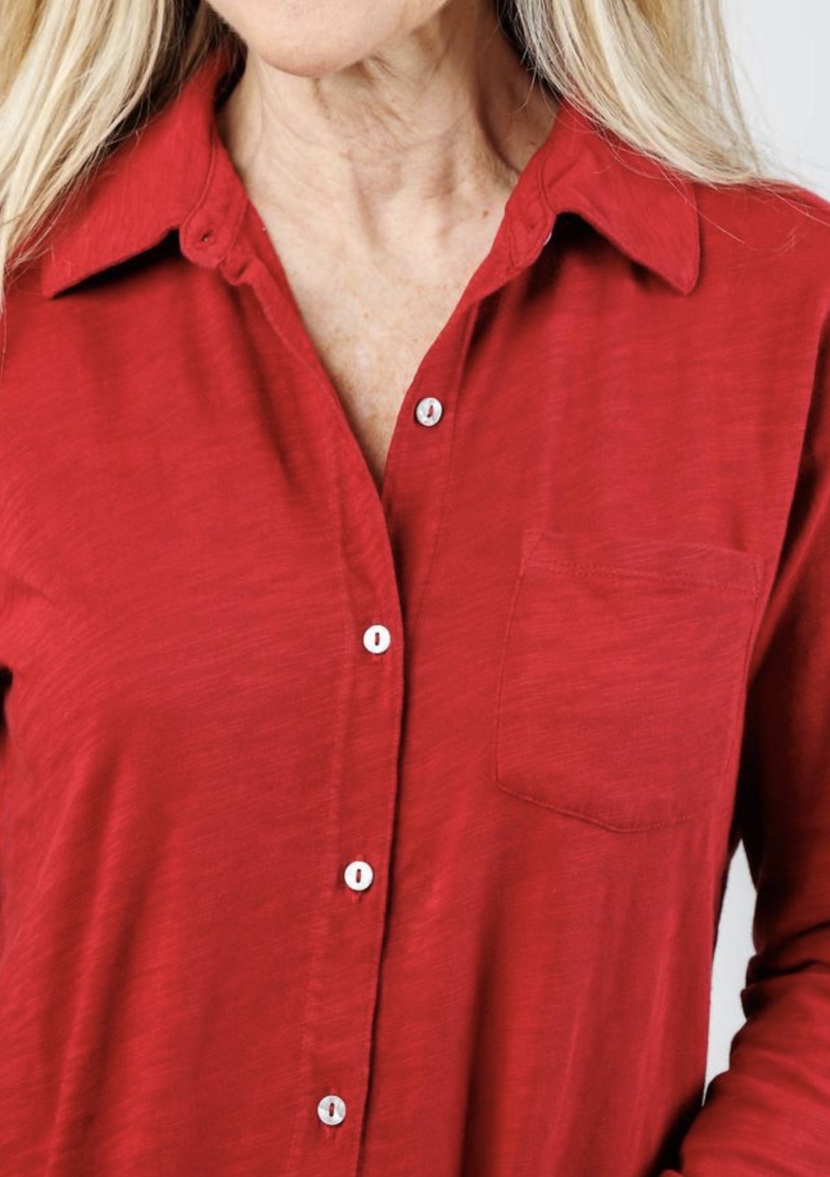 Elliott Lauren Reese Long Sleeve Button Front Shirt - Garnet
