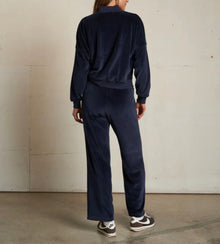 perfectwhitetee Alex Velour Pull On Sweatpant - Navy