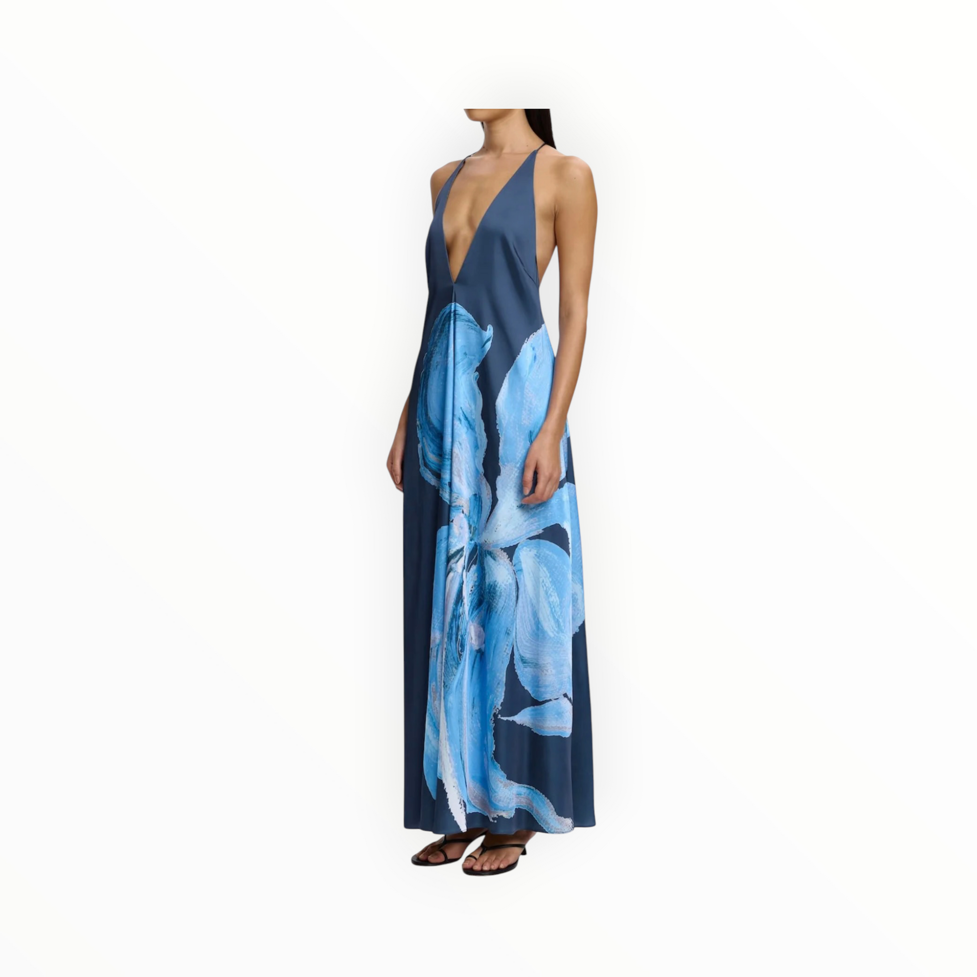 Significant Other Casea Halter Maxi Dress - Petrol Blue Bloom