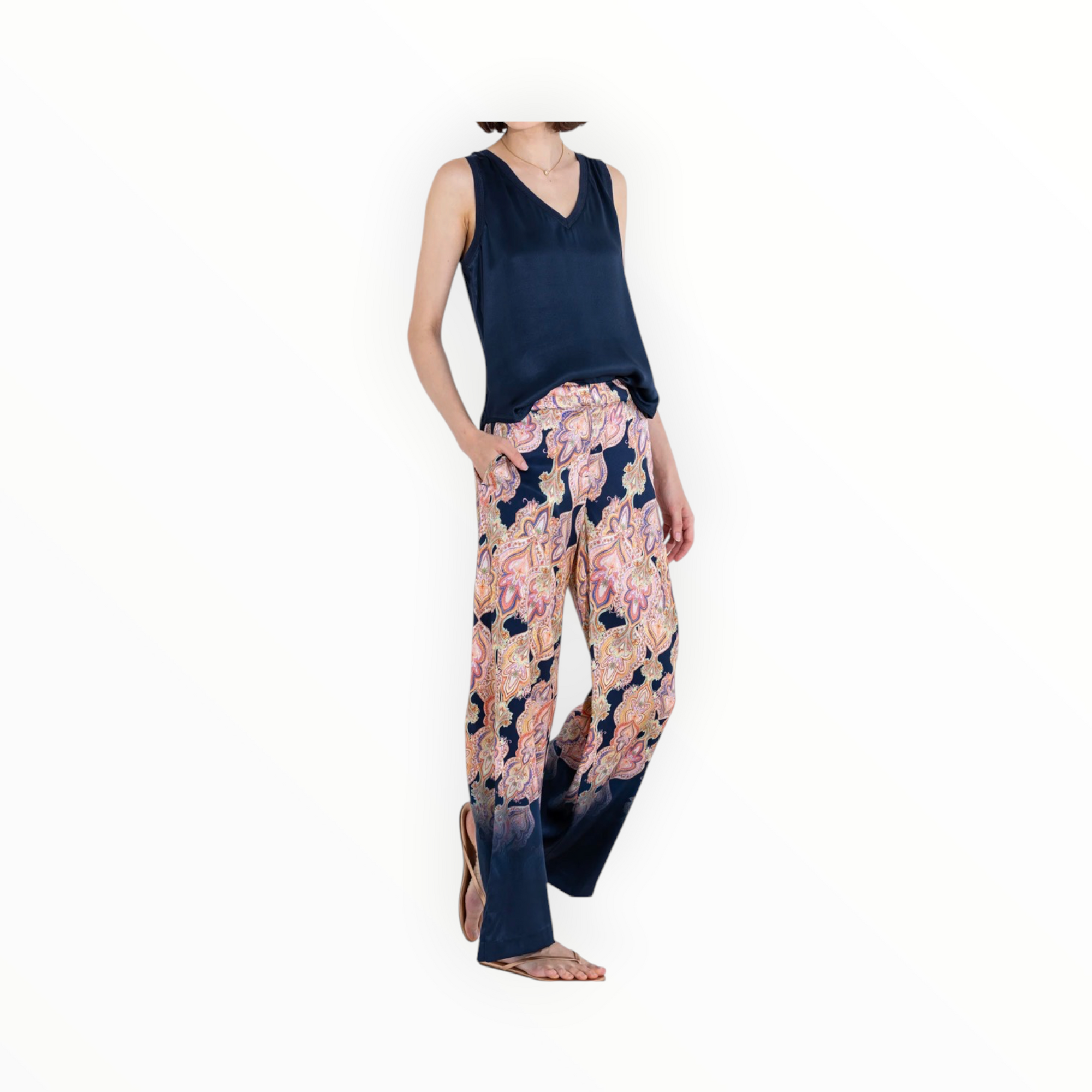 go> BY GOSILK Go Luxe Easy Pant - Patio Paisley Dip Dye Ink Print