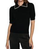 Autumn Peter Pan Collar With Rhinestone Trim - Black