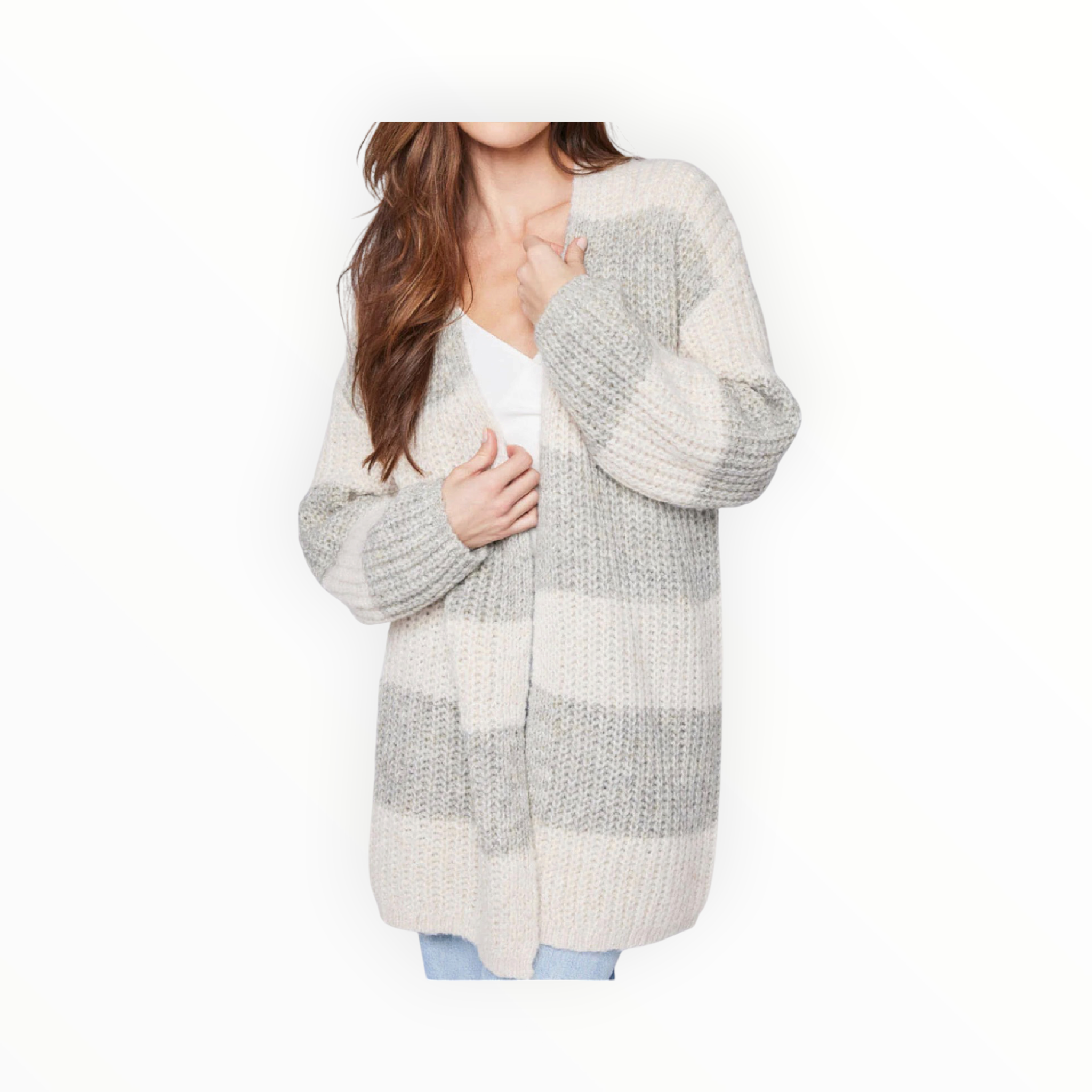 Gentle Fawn Enid Oversized Striped Cardigan - Heather Taupe