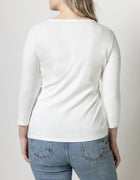 LILLA|P 3/4 Sleeve V- Neck - White