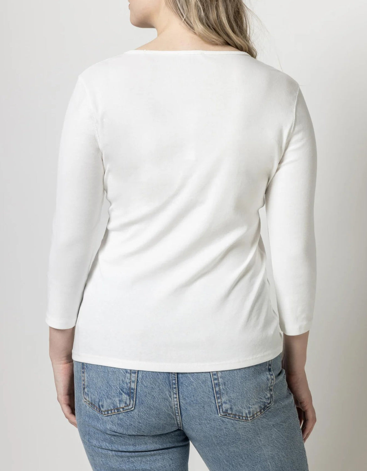 LILLA|P 3/4 Sleeve V- Neck - White