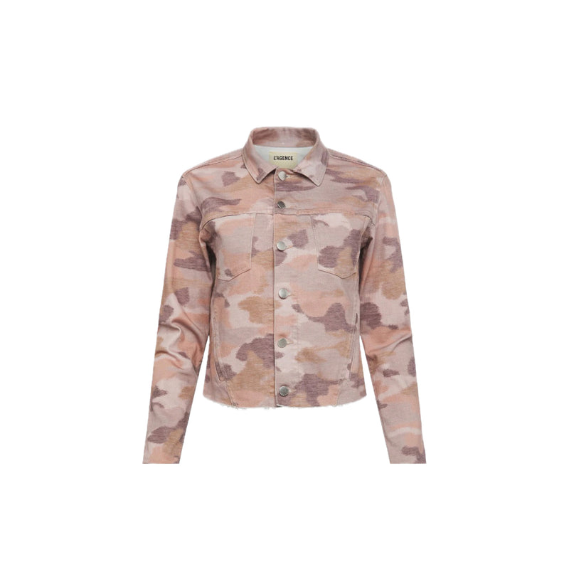 L’Agence Janice Crop Jean Jacket - Pink Camo