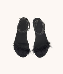 Ancient Greek Sandals Choros Marabu Feather Leather Sandal - Black