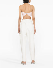 Rotate Birger Christensen Sunday Crystal Embellished Logo Bandana Top - Blush