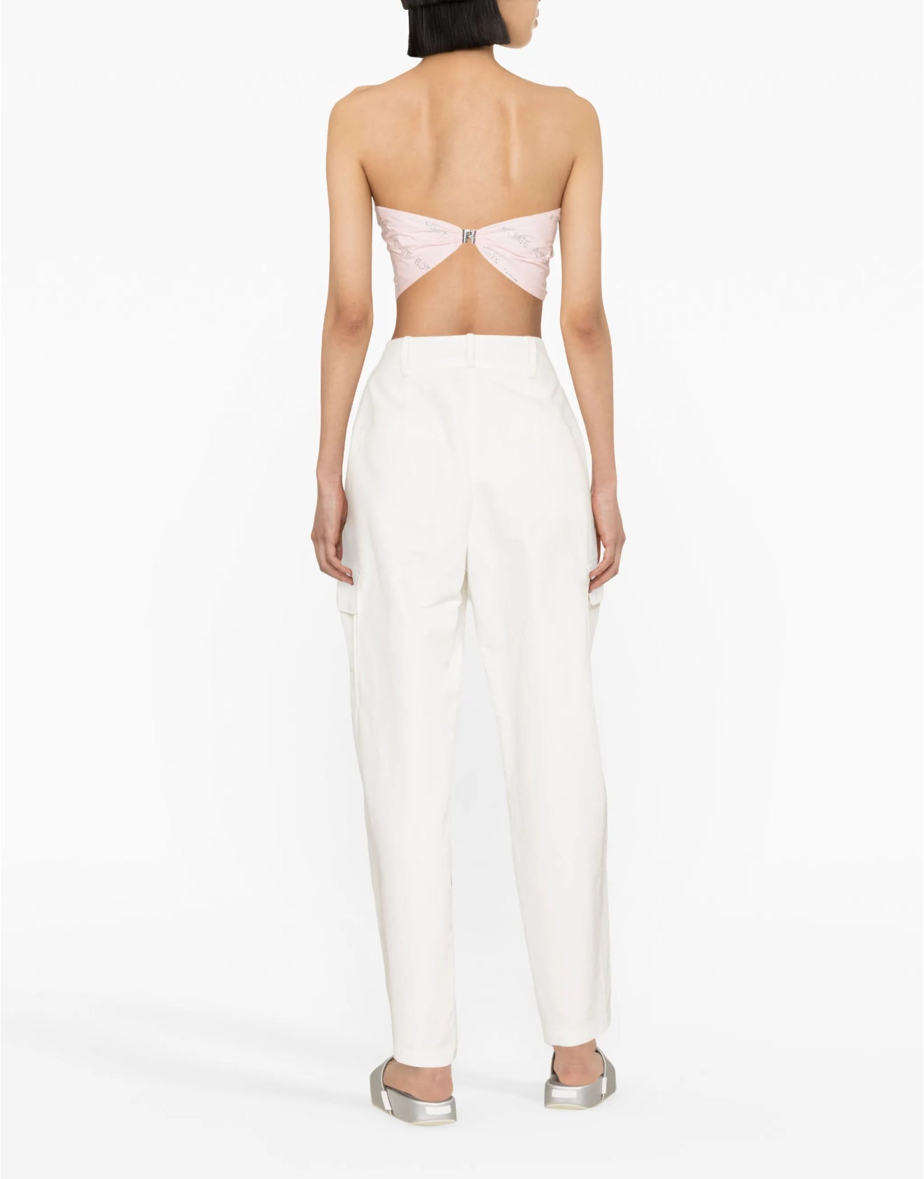 Rotate Birger Christensen Sunday Crystal Embellished Logo Bandana Top - Blush
