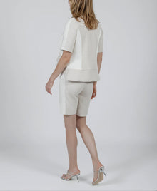 Hilton Hollis Mini Houndstooth Shorts - Beige/Silver