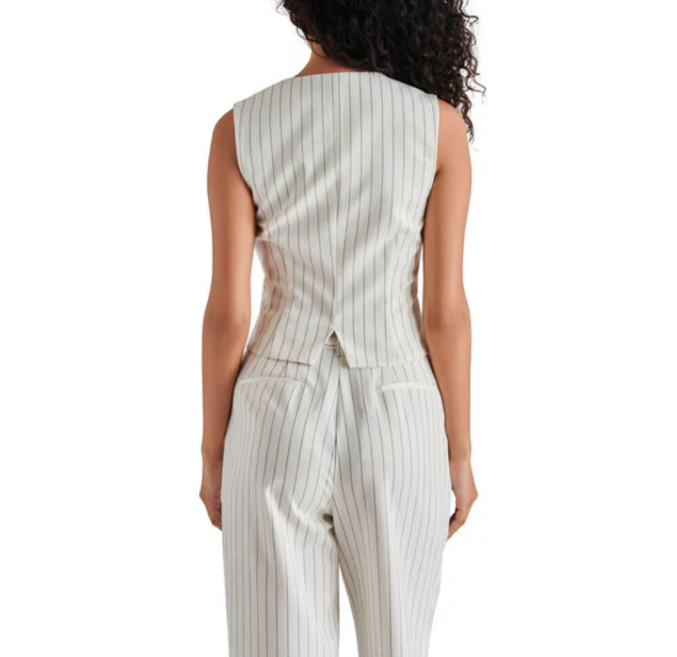 Steve Madden Selene Vest - White Pinstripe