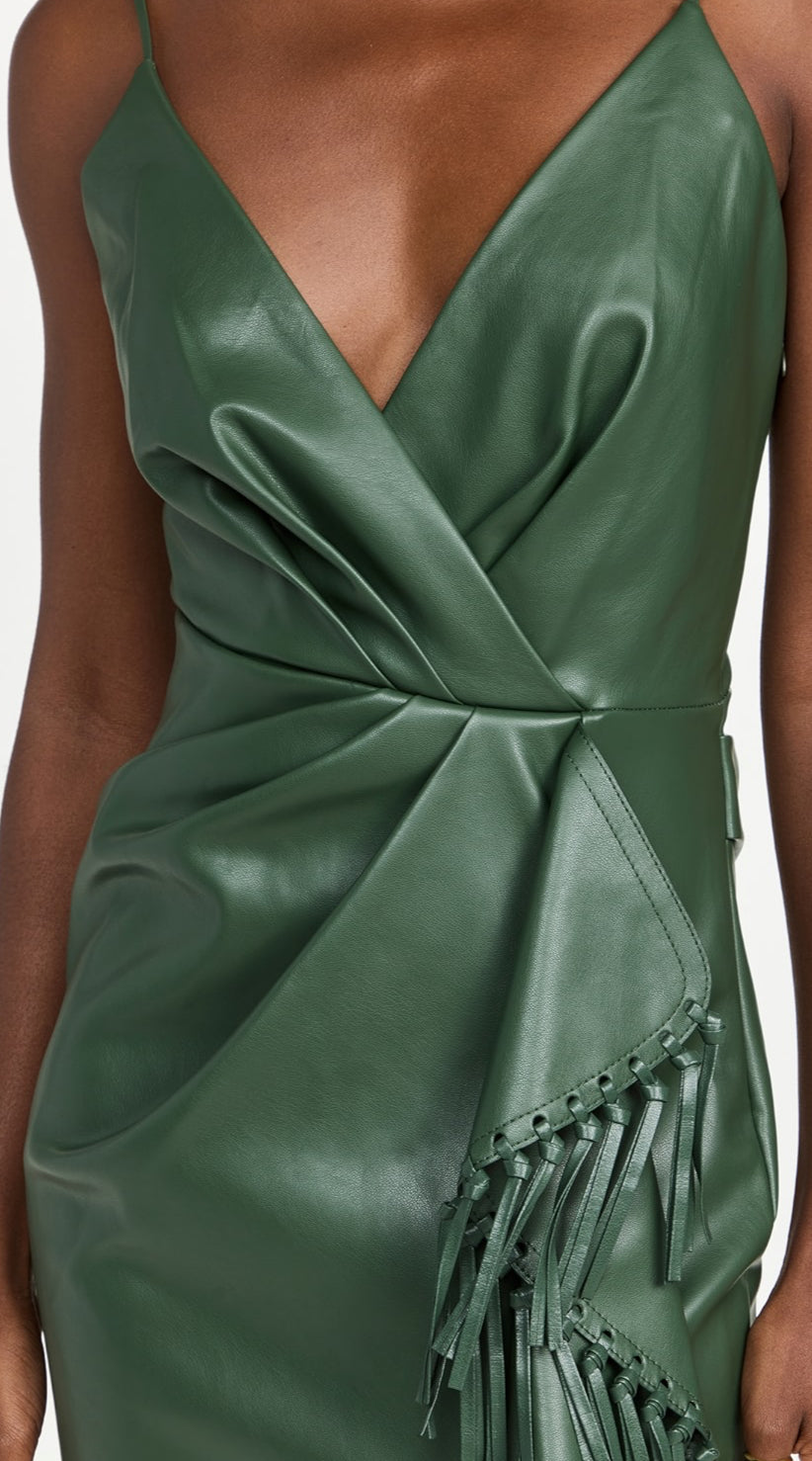 SIMKHAI Carlee Vegan Leather Dress - Hunter Green SIMKHAI Carlee Vegan Leather Dress - Hunter Green