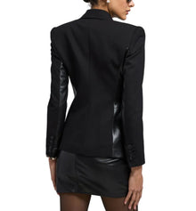 Generation Love Gayle Vegan Leather Combo Blazer - Black