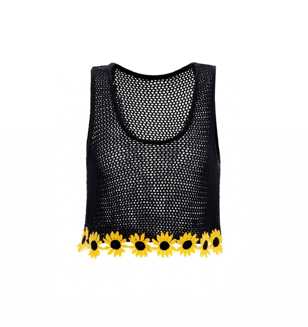 Agua Bendita Sunshower Print Brit Crop Top - Black