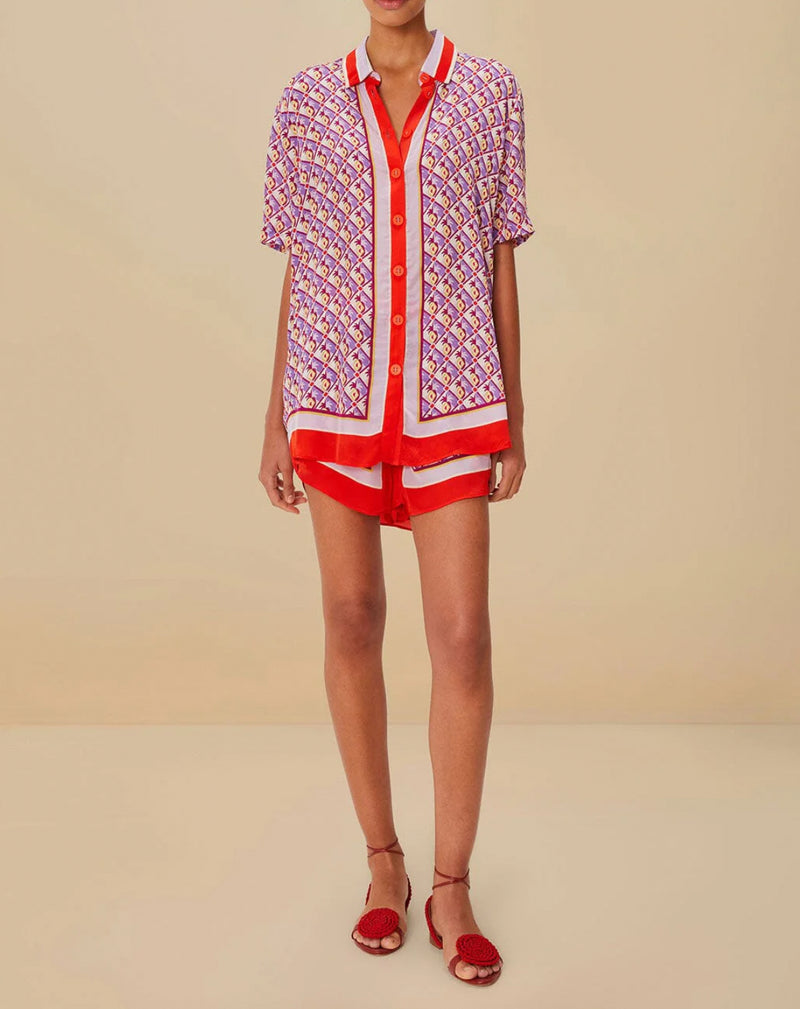 Farm Rio Multicolor Graphic Pineapple Scarf Shorts