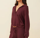 Monrow Supersoft Fleece V Hoody with Silky Piping - Merlot