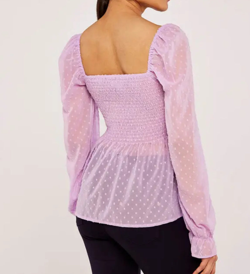 APRICOT Dobby Smock Ruffle Top - Lilac