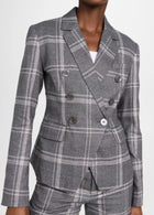 Marissa Webb Perrie Steel Plaid Double Breasted Blazer