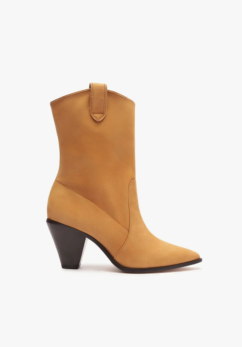 Schutz Mackie Nubuck Leather Bootie - Nude Caramel