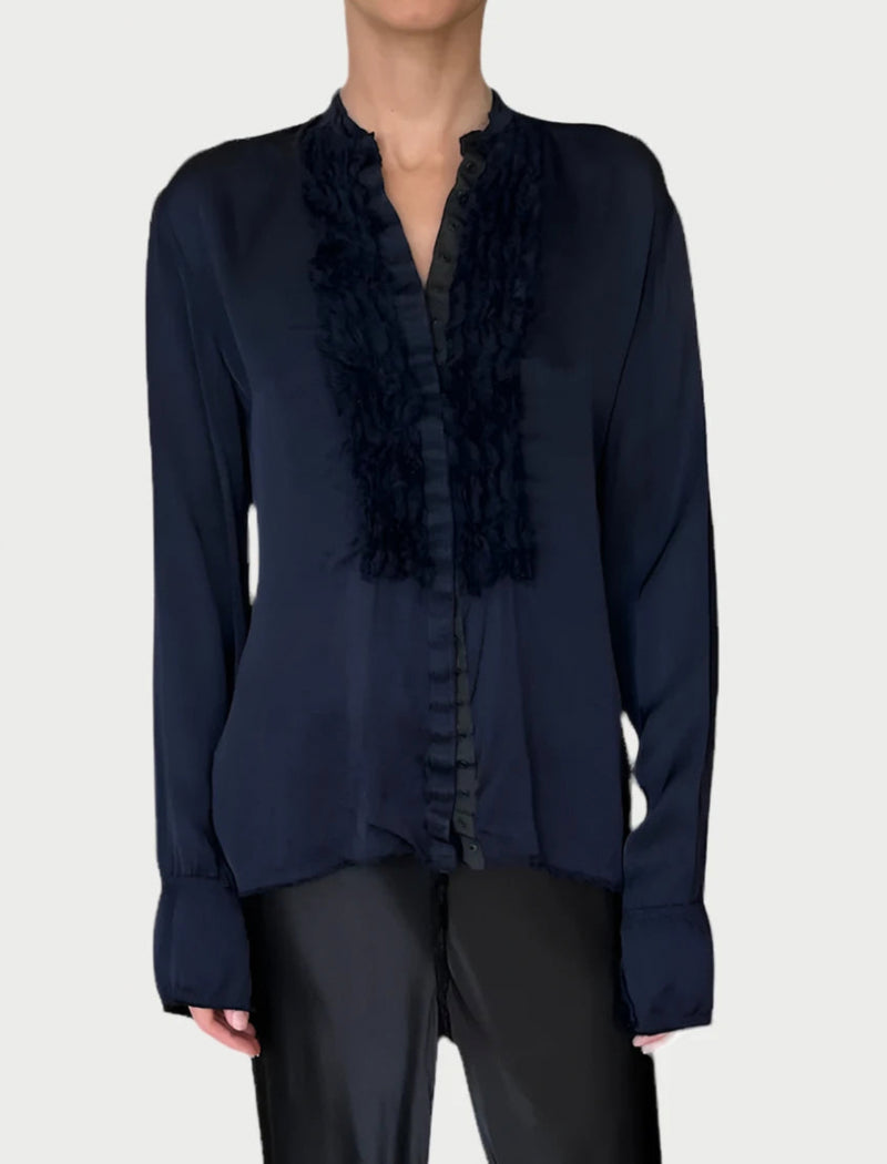 Jaga Wash & Wear Tuxedo Shirt - Navy