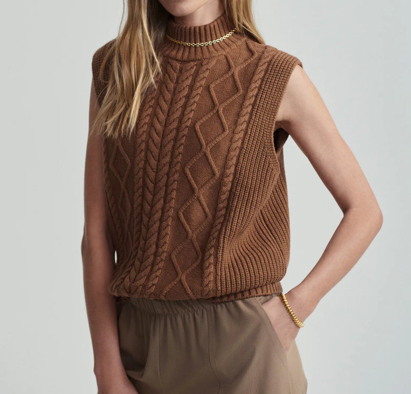 Varley Joilette Roll Neck Vest - Caramel Pecan