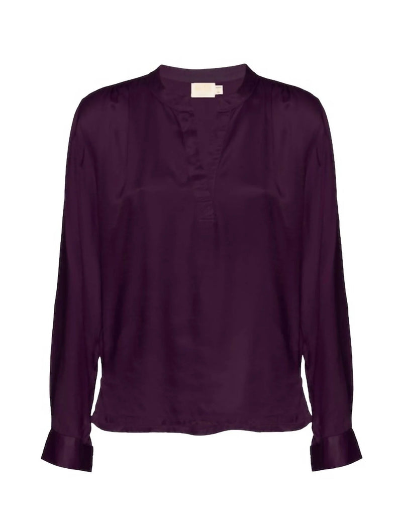 Nation Ltd Ella Cutaway Henley - Fig Jam