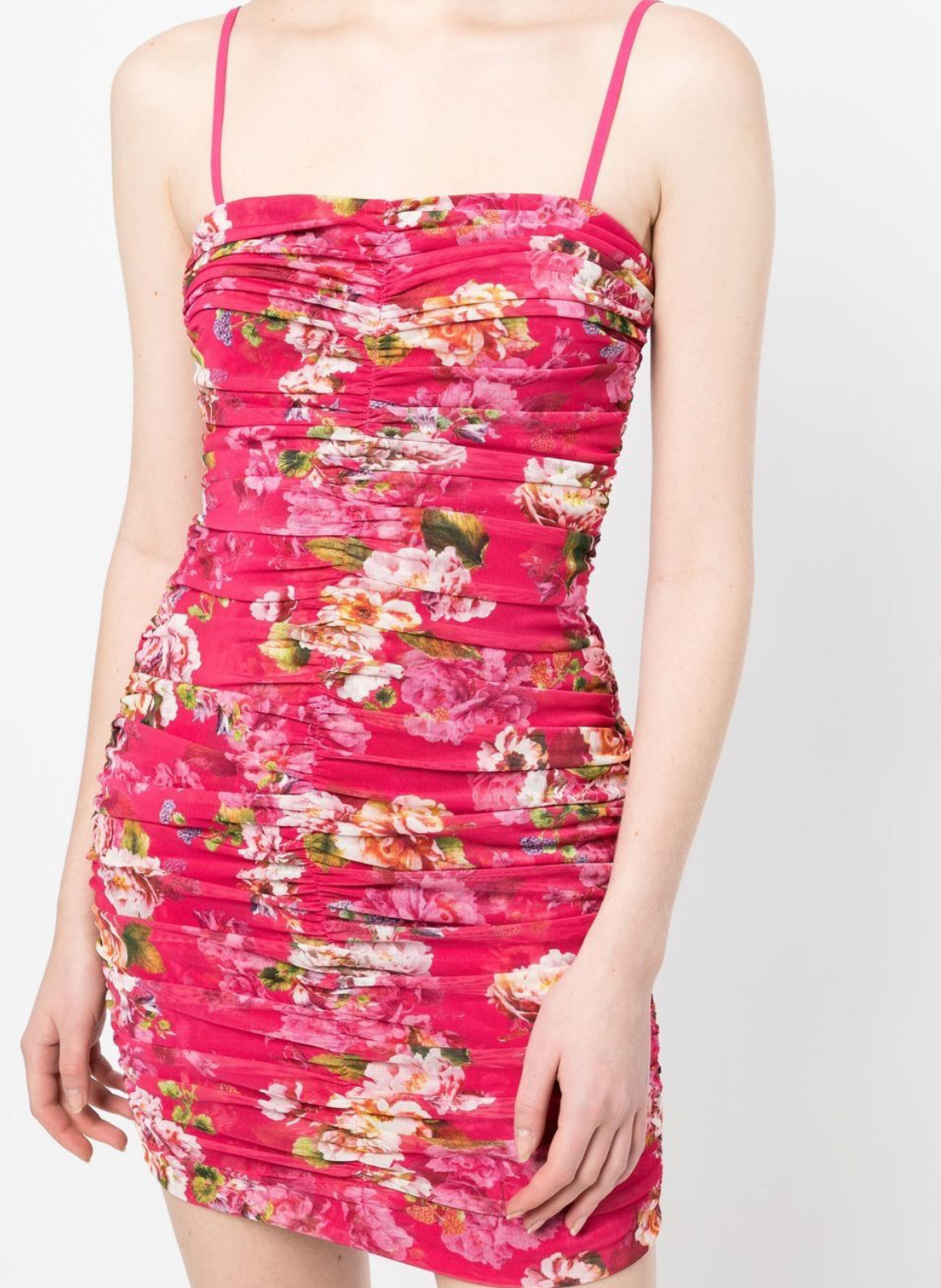 L’Agence Karly Ruched Dress - Cabaret Pink Multi Moschata Rosa