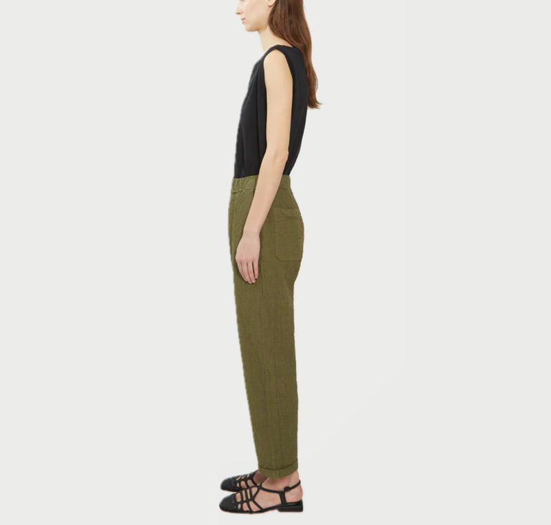 LABO.ART Vela Textured Cotton Pant - Olive