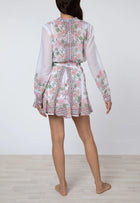 Juliet Dunn Candy Pink Rose Border Godet Dress