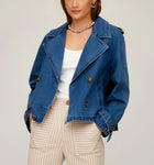 Fifteen Twenty Chelsea Cropped Trench Jacket - Denim