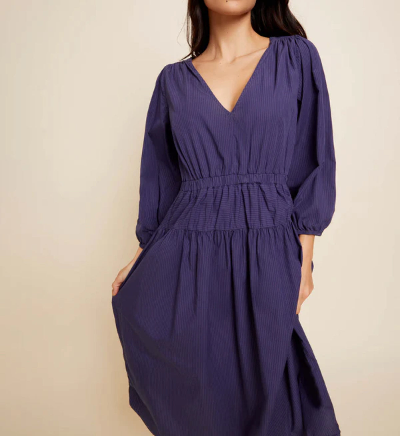 Nation Ltd Graciela Gathered Dress - Shadow Stripe