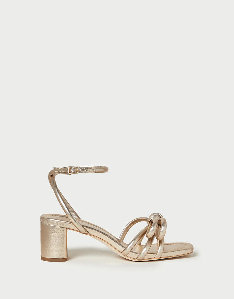 Loeffler Randall Mikel Bow Mid-Heel Sandal - Champagne