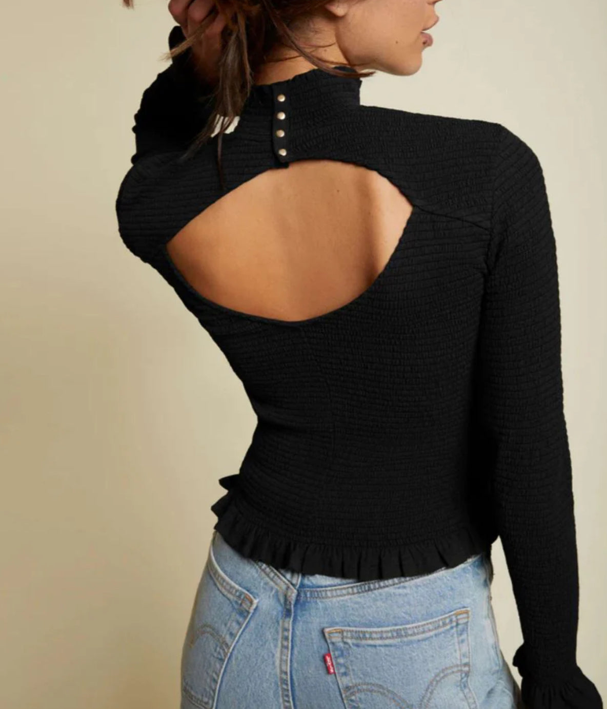 Nation Ltd. Yael Open Back Turtleneck - Jet Black