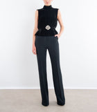 Saloni Fleur Velvet Top - Black/Crystal Rose