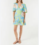 RHODE Linen Mariana Dress - Blue Psychedelic Flower Grande