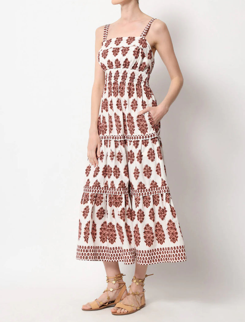 Omika Monroe Midi Dress - Adia Peach