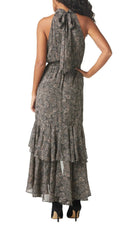 MISA Los Angeles Aneva Sleeveless Tiered Back-Tie Midi Dress - Paisley Shimmer